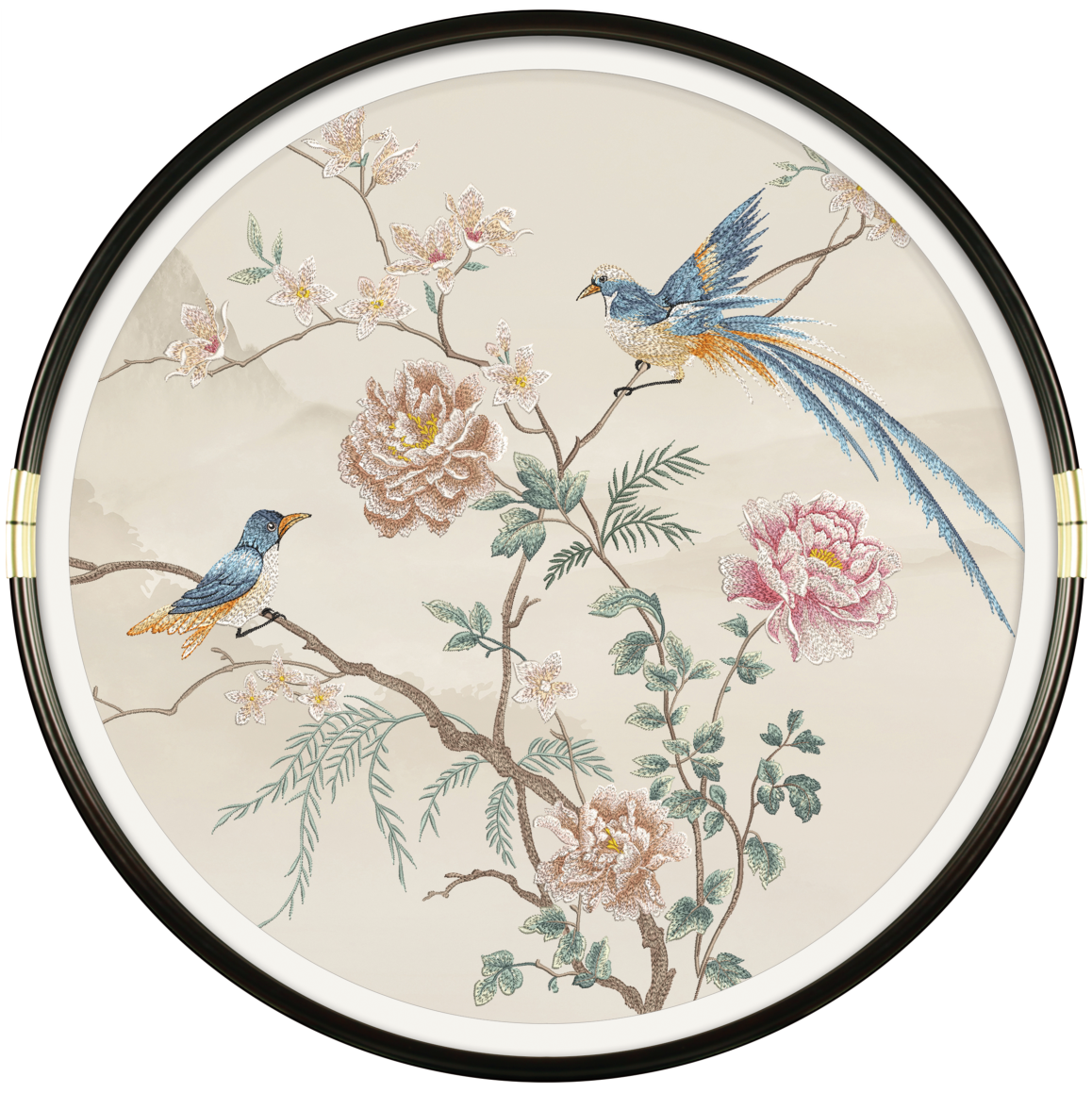 Round Floral & Bird Wall Art
