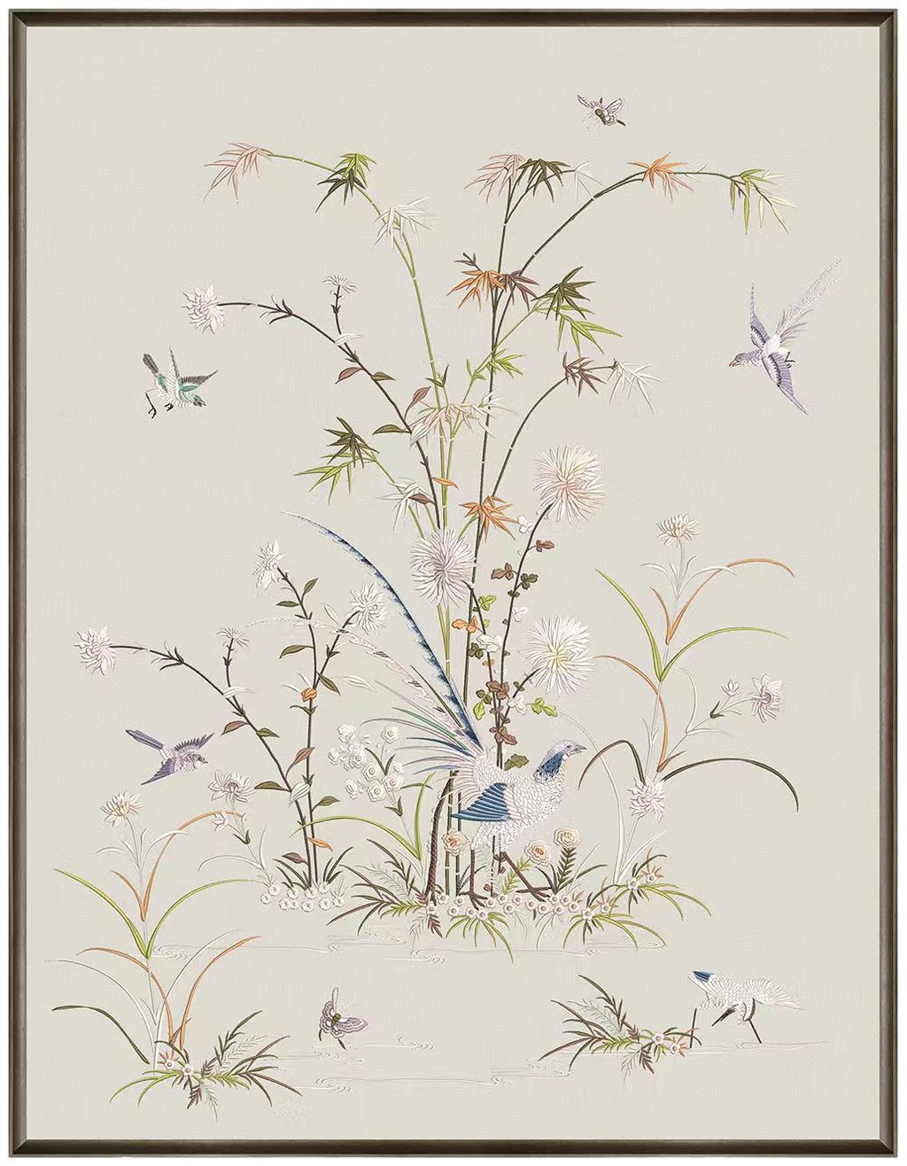 Floral & Bird Embroidery Wall Art Collection