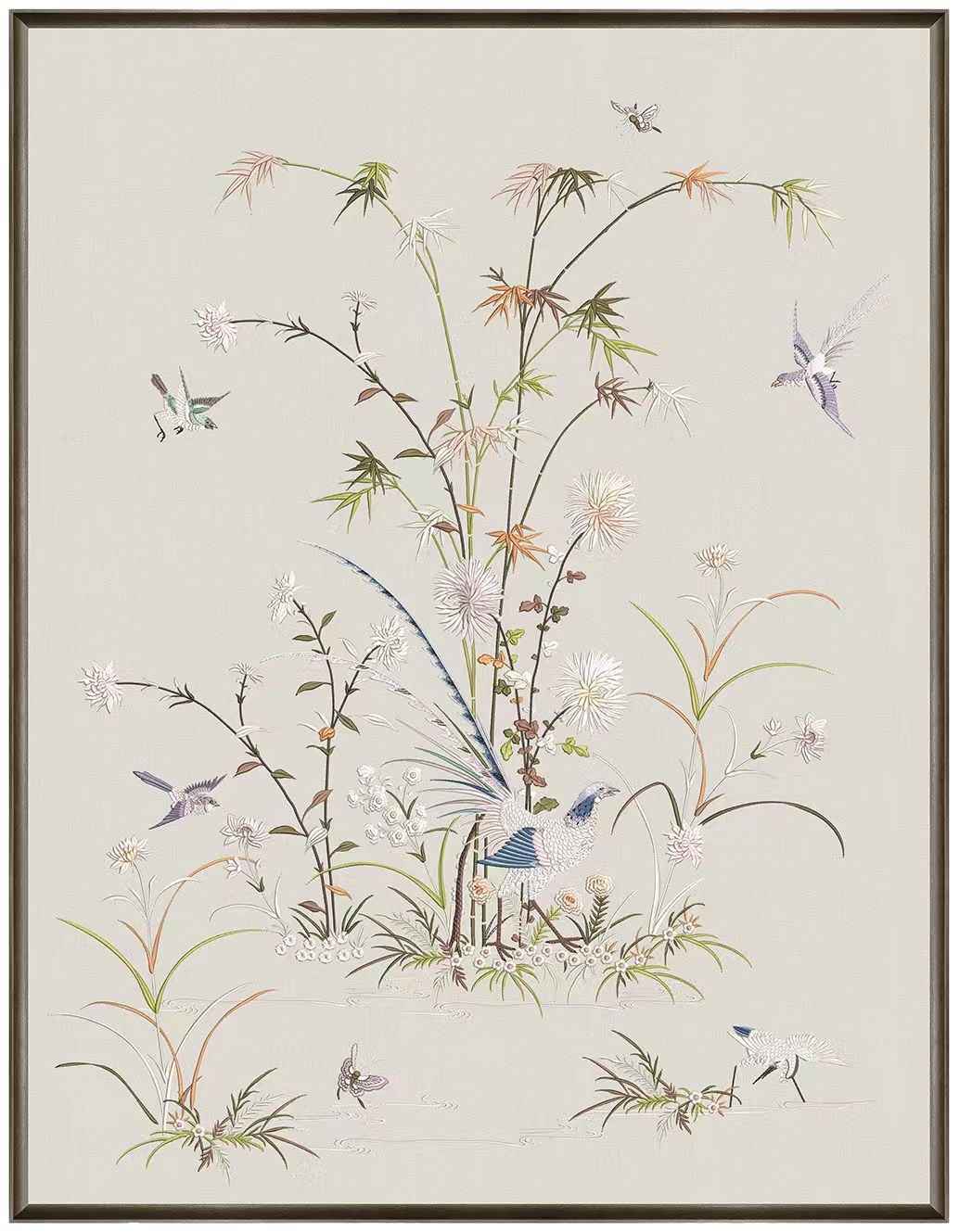 Floral & Bird Embroidery Wall Art Collection