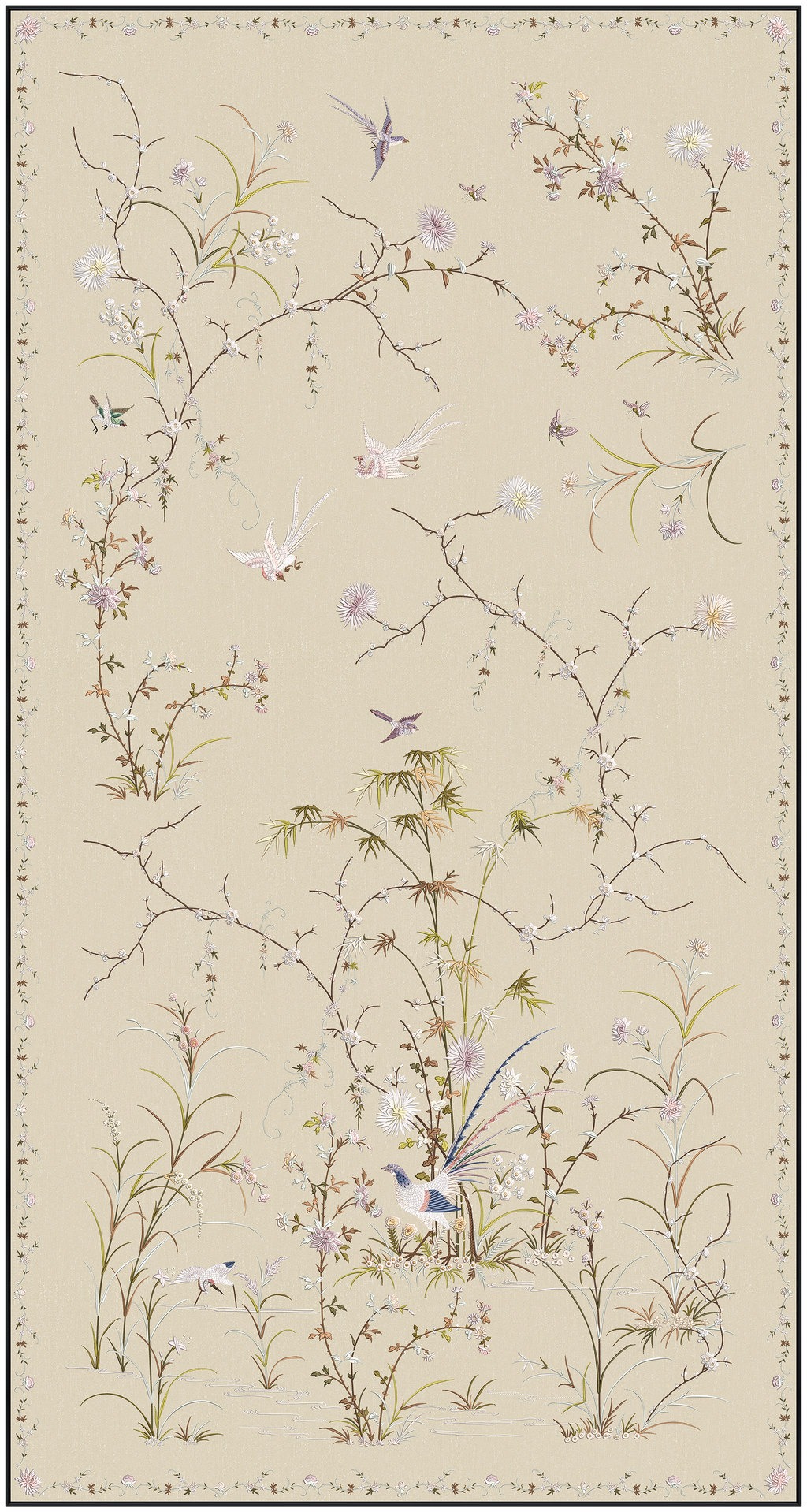 Floral & Bird Embroidery Wall Art Collection