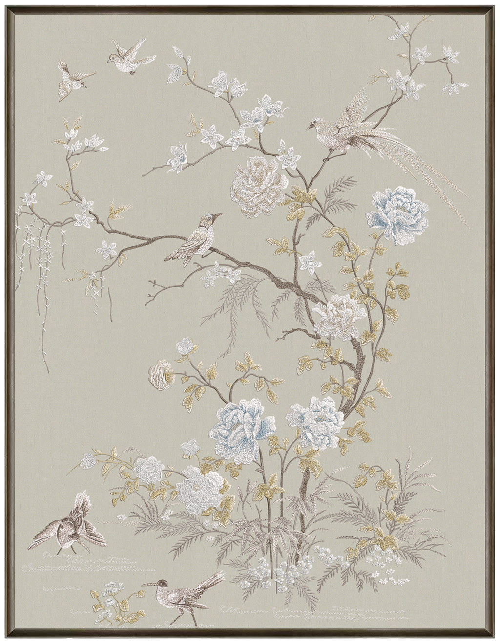 Floral & Bird Embroidery Wall Art Collection