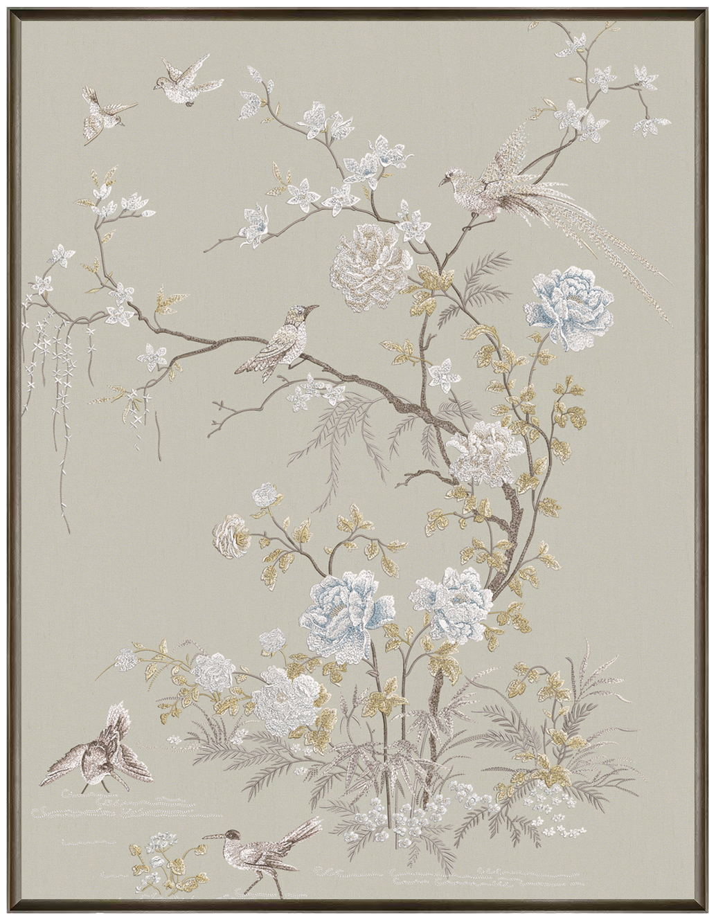 Floral & Bird Embroidery Wall Art Collection